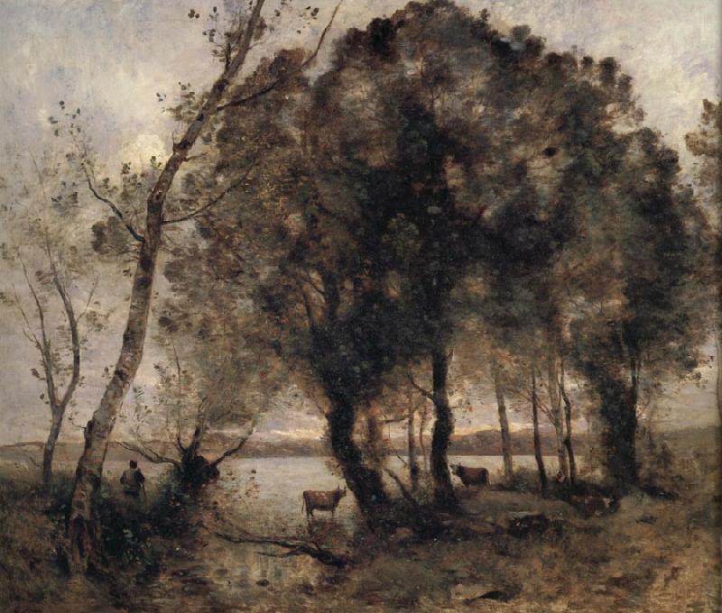 Jean Baptiste Camille  Corot The lake France oil painting art